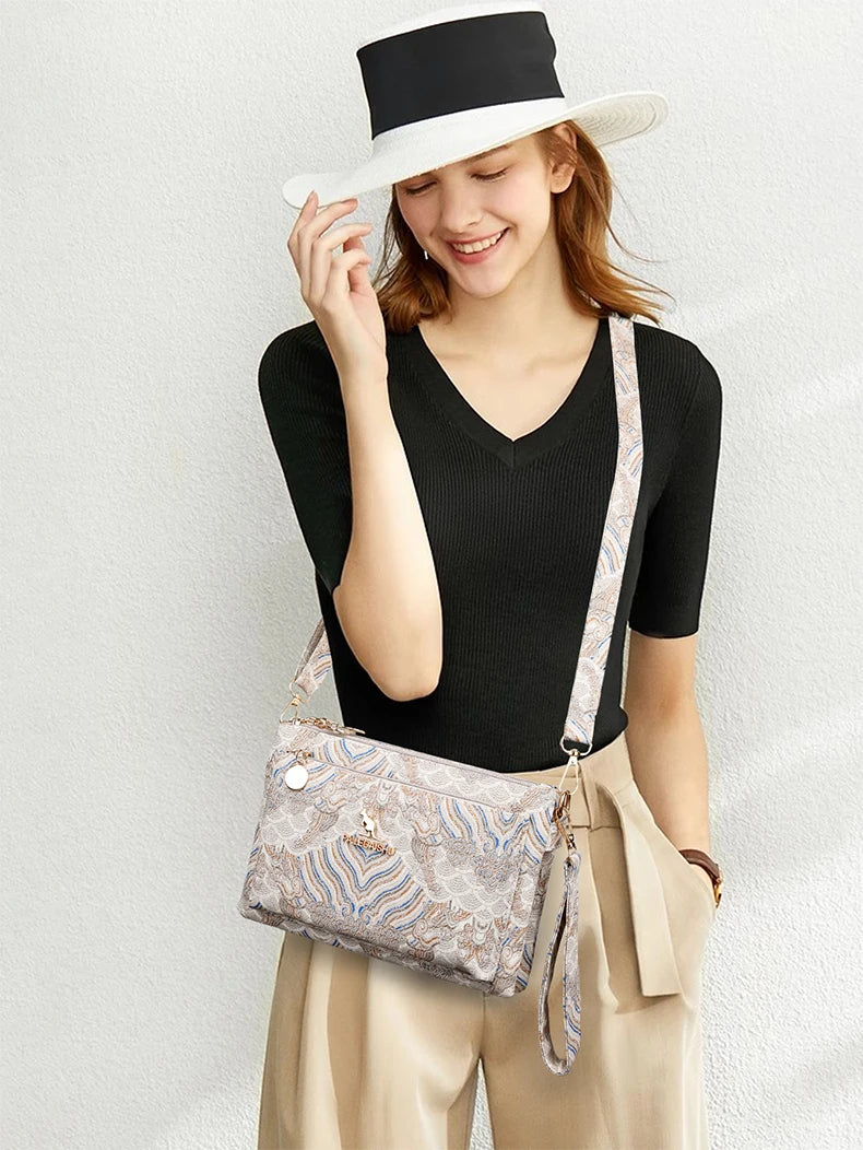 Sac à Main en Cuir de Luxe pour Femme, Sacoche de Marque Authentique, de Styliste, à Bandoulière, Multicouche, 03 Utilisation