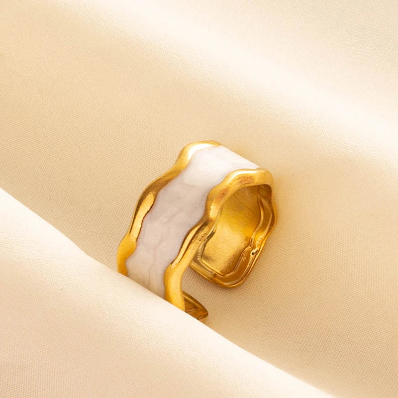 Bague en Acier Inoxydable Plaqué Or group pour Femme et Homme, Bijoux d'Anniversaire, Huile de Goutte à Goutte Blanche, Étoile, Cœur, Œil, Ouvert, Réglable, Vintage