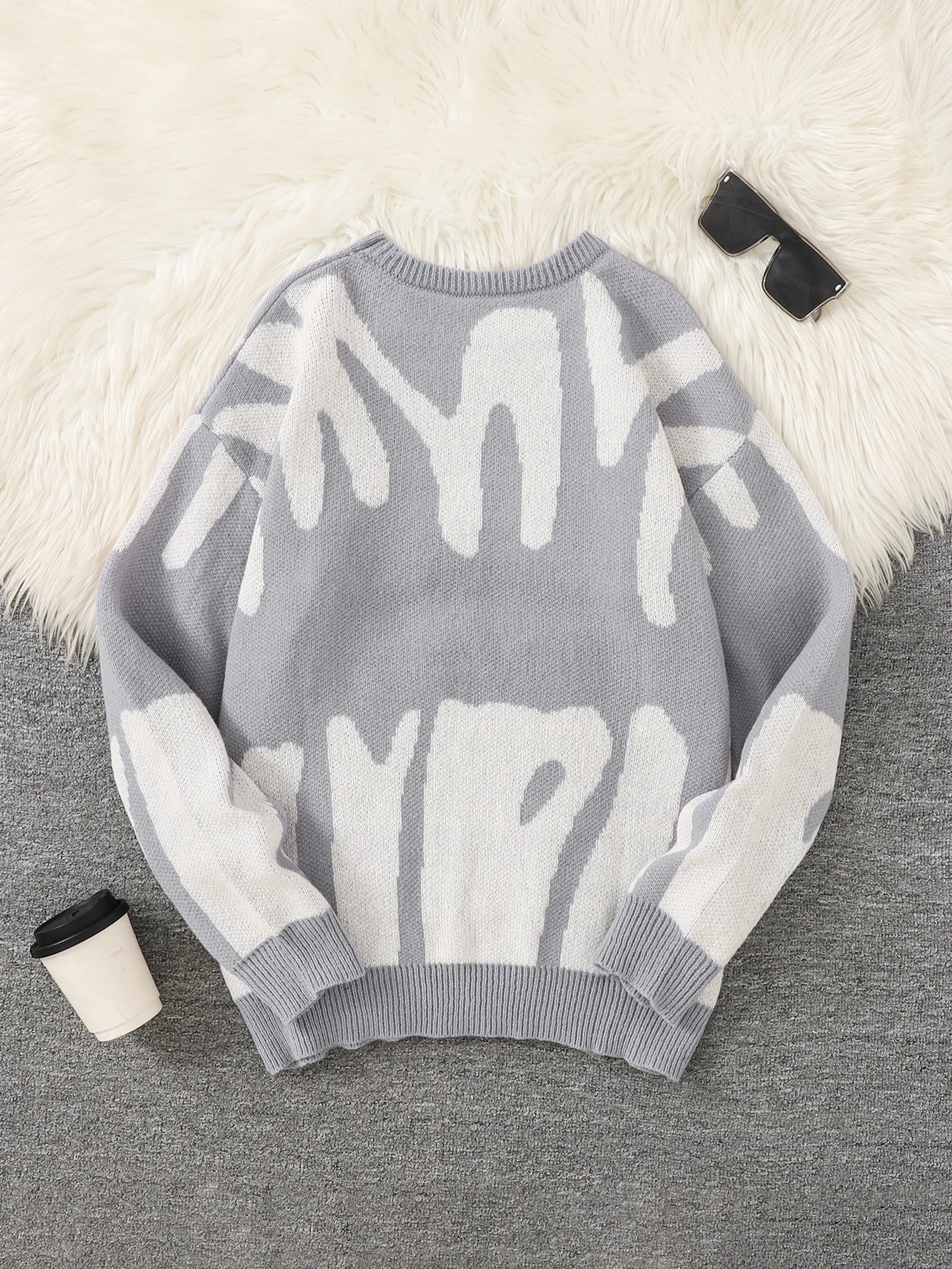 Pull à col rond à motif jacquard irrégulier pour hommes, pull décontracté, document d'abonnés, populaire, nouveau, automne, hiver - Lencensa 