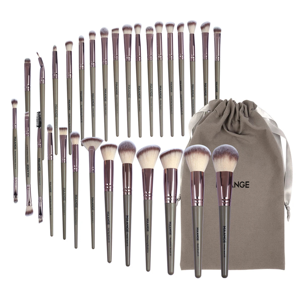 MAANGE-Ensemble de pinceaux de maquillage professionnels, outils de beauté avec sac, fond de teint, correcteur pour les yeux, poudre de fard à joues, 30 pièces - Lencensa 