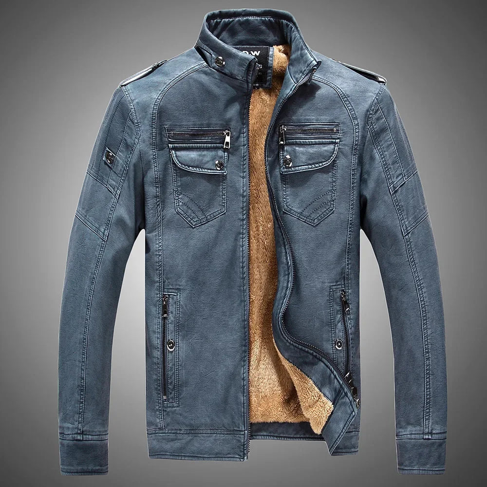 Veste en cuir PU pour hommes, Plus Velvet, Blazer décontracté, Coupe couvertes, CombJacket, Streetwear, Cuir trempé, Vintage
