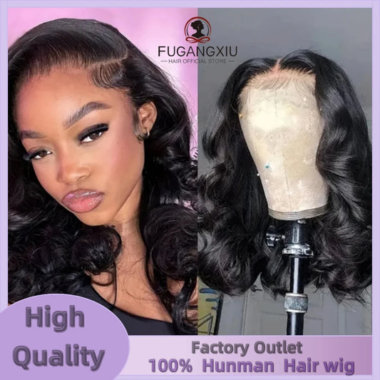 Perruque Bob Lace Front Wig Body Wave Naturelle, Cheveux Courts, 13x4, Transparent, En Solde, Pour Femme