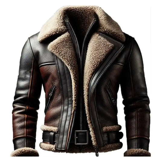 Manteau Motard Premium Lencensa - Cuir Contrasté Fausse Fourrure - Qualité Exceptionnelle Collection 2025 - Lencensa 