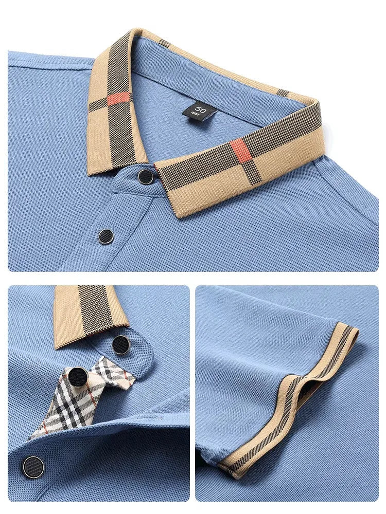 Marque de luxe logo polo à manches courtes hommes été nouveau haut de gamme en soie coton respirant Paul T-shirt mode décontracté vêtements pour hommes - Lencensa 