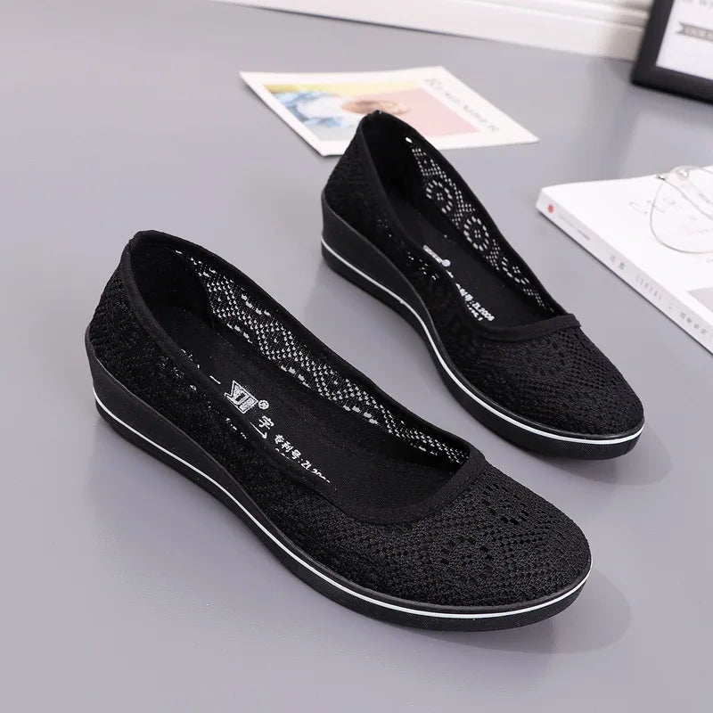 Chaussures Femme Blanches en Dentelle - Baskets Plates Respirantes Été