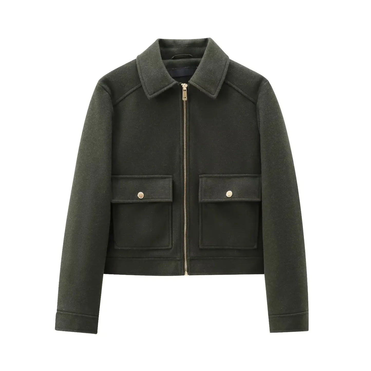 Veste à fermeture éclair pour femme, manteau d'hiver à manches longues avec poches, manteau court de rue élégant pour femme, nouvelle collection - Lencensa 