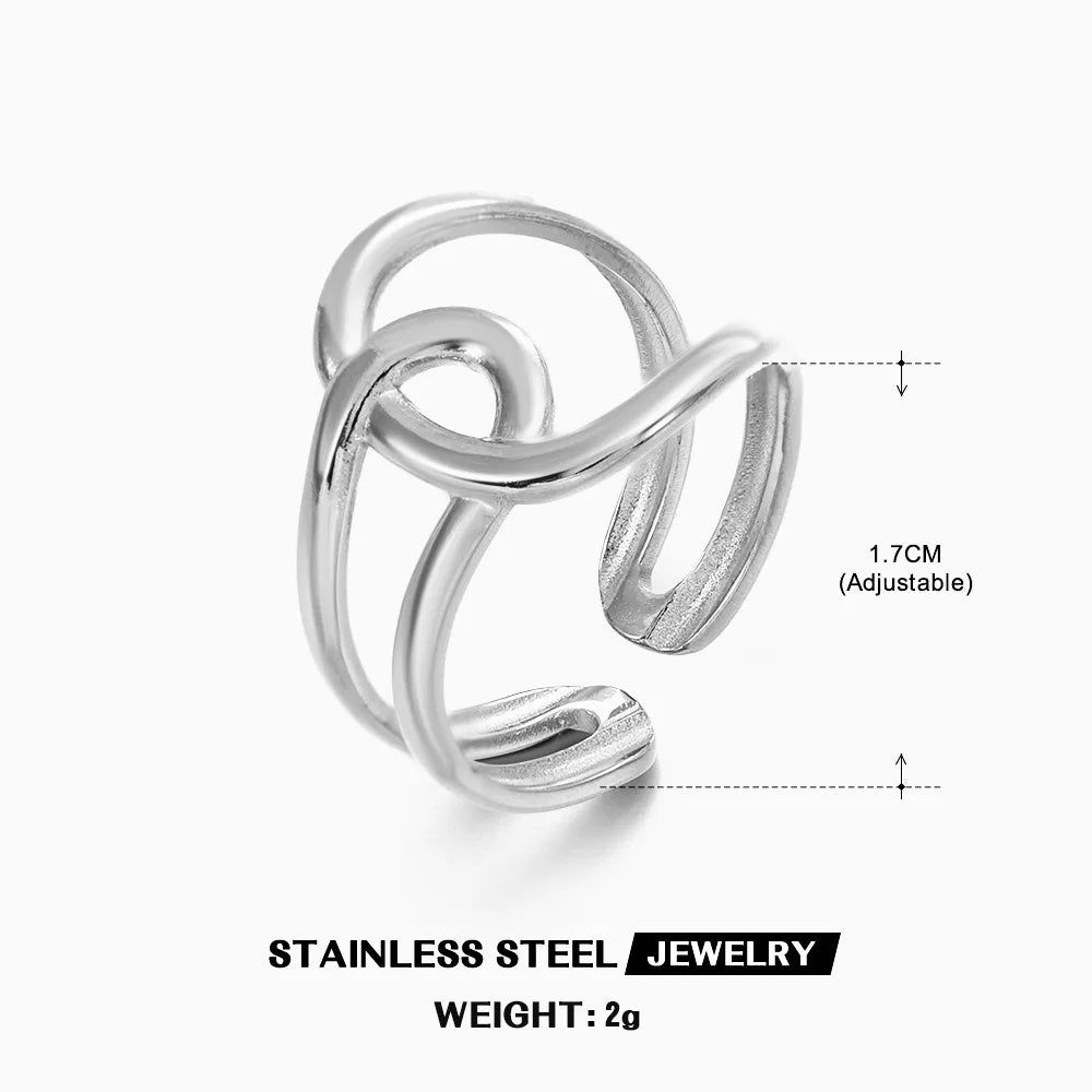 Bague en forme de cœur en acier inoxydable pour femmes, couleur or, anneau creux en métal, Bijoux étanches, cadeau pour petite amie