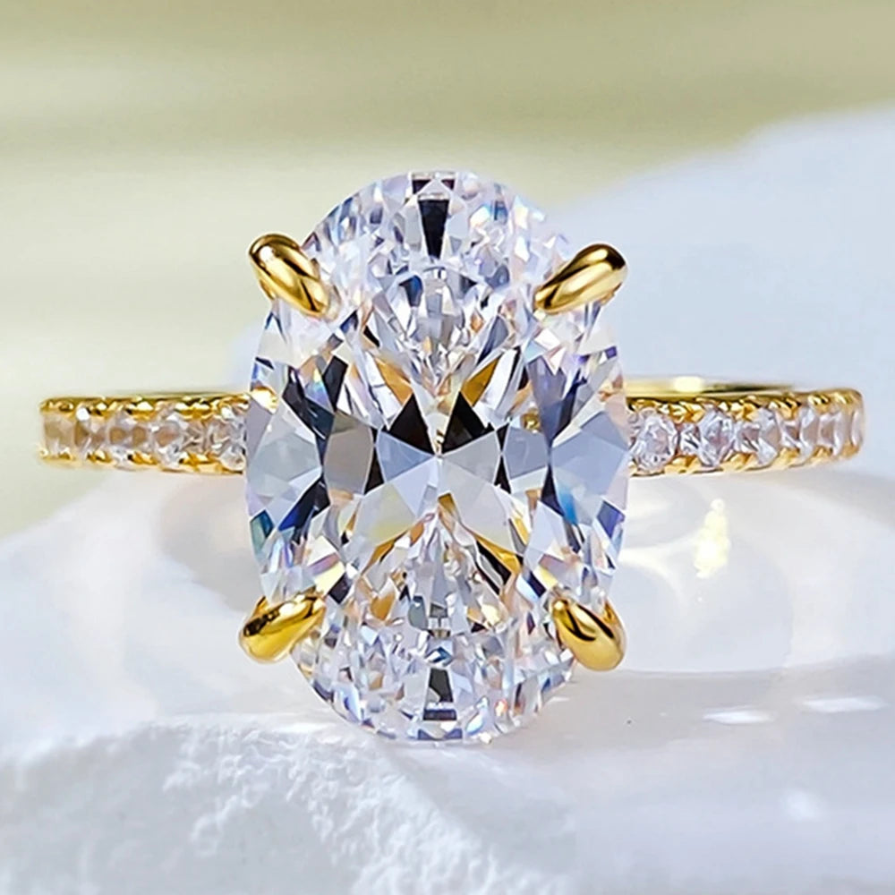 Bague Argent 925 Plaqué Or 18K - Saphir Ovale 8x12mm Laboratoire