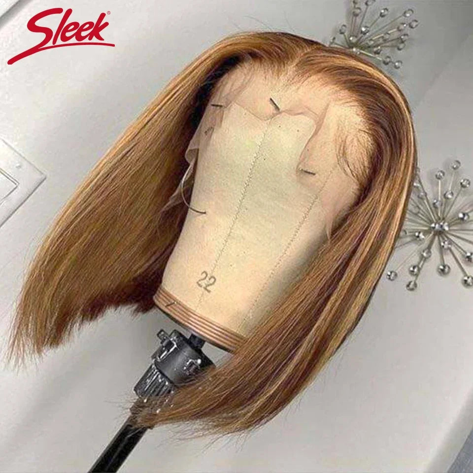 Perruque Lace Front Wig péruvienne P4/27, cheveux 100% naturels, à reflets, Blonde ombrée, lisse, avec Lace Closure, pour femmes