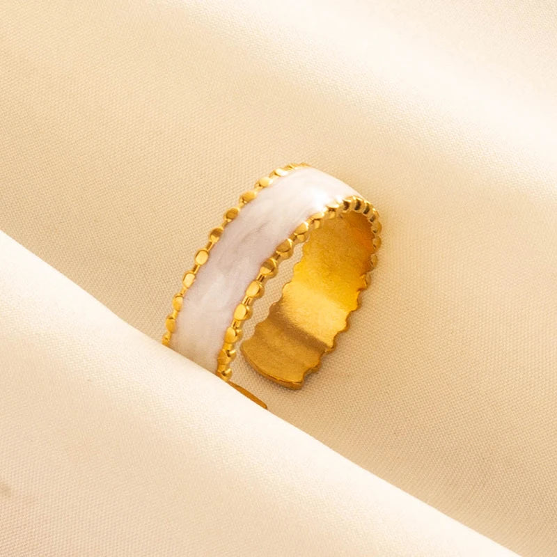 Bague en Acier Inoxydable Plaqué Or group pour Femme et Homme, Bijoux d'Anniversaire, Huile de Goutte à Goutte Blanche, Étoile, Cœur, Œil, Ouvert, Réglable, Vintage