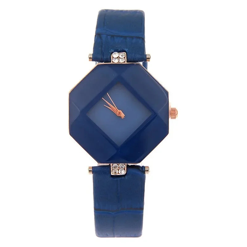 Créatif Design décontracté femmes Montre bracelet en cuir bleu Montre multicolore analogique Quartz montres dames Reloj Mujer Montre Femme