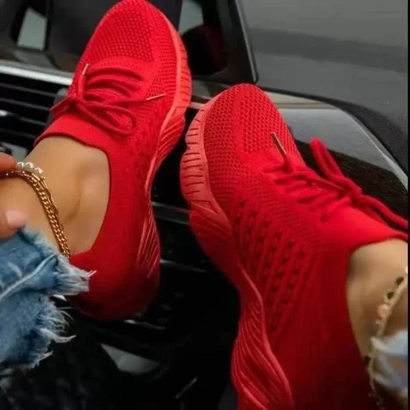 Baskets Femme en Maille Respirante - Chaussures Décontractées à Lacets