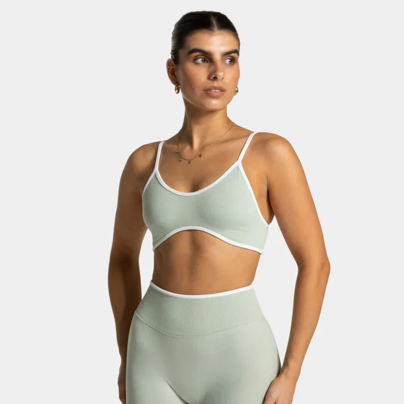 TEVEO – soutien-gorge de sport tricoté dos nu pour femmes, couleur unie, haut de Fitness d'été avec coussin de poitrine, soutien-gorge de Yoga à bretelles Sexy - Lencensa 