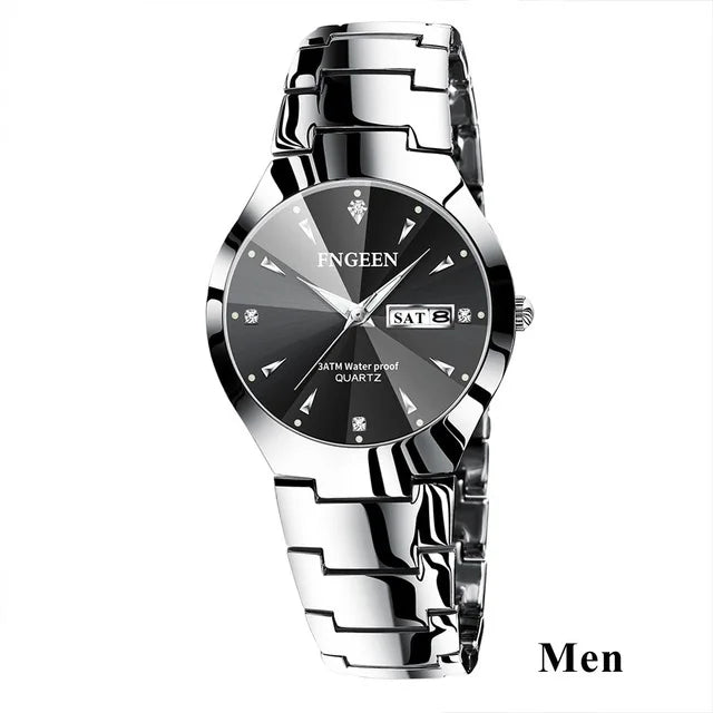FNGEEN-Montre à Quartz de Luxe en Acier Inoxydable pour Homme et Femme, Montre-Bracelet Étanche pour Couple, Amoureux, 2023, 5808