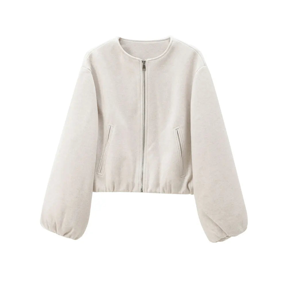Veste Bombardier Femme Surdimensionnée - Manteau Zippé Tendance