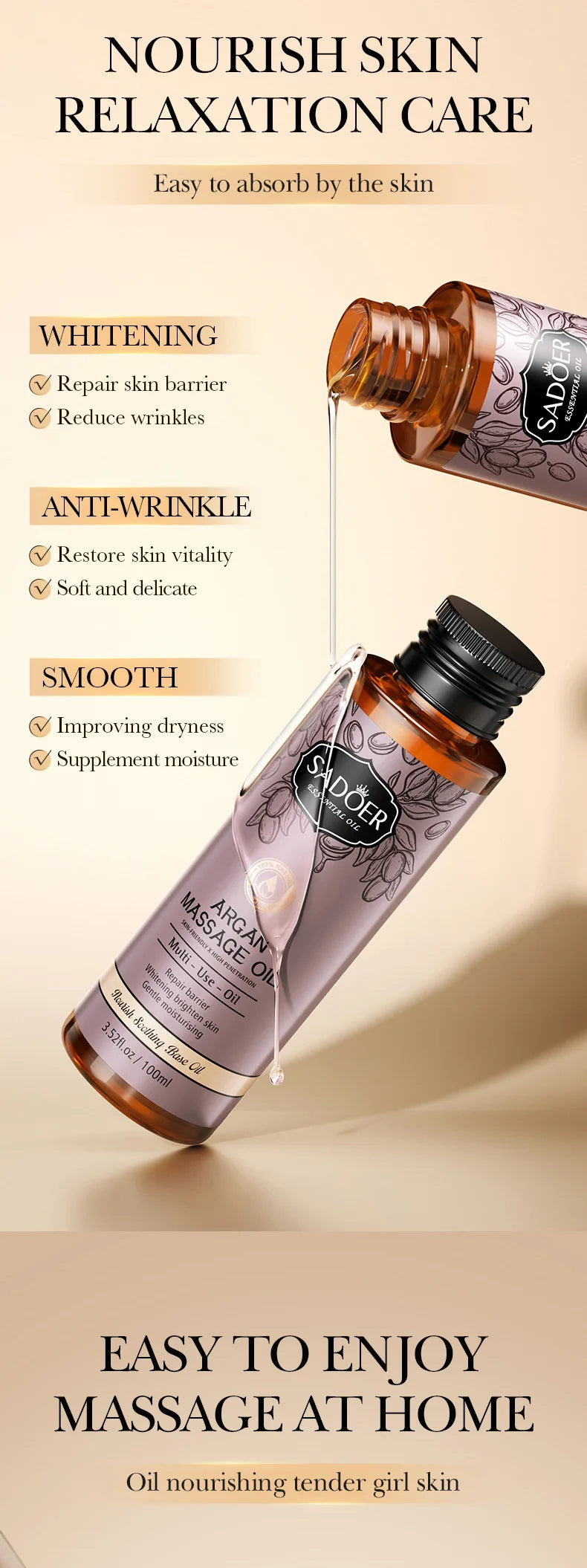 Huile d'Amande 100ml - Massage Corps Argan Olive Pure | Lencensa - Lencensa 