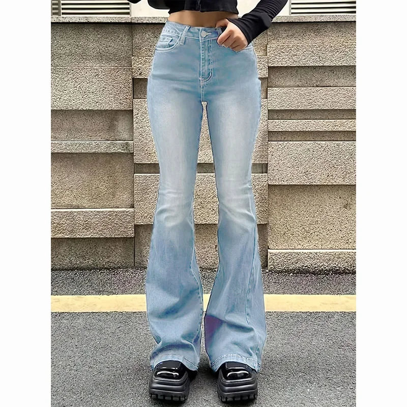 Jean Évasé Premium Femme Taille Haute - Denim Stretch Haute Qualité Bootcut