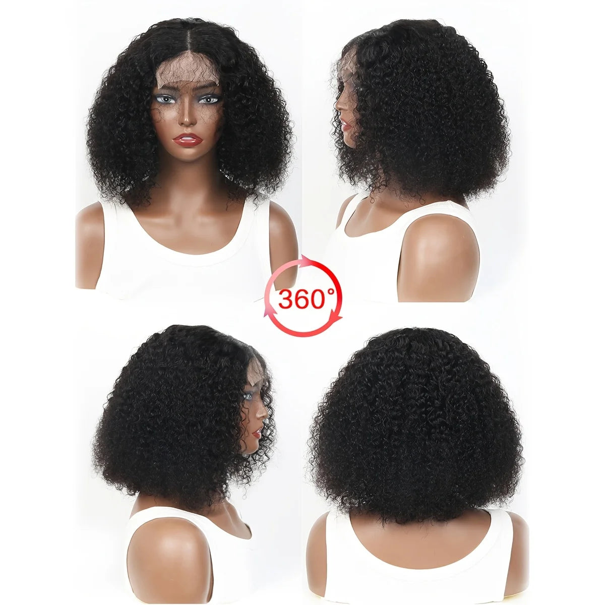 100% brésilien Afro crépus bouclés 5x 5/6x6 dentelle fermeture avant perruque courte Bob Frontal perruques bouclés vague cheveux humains courte Bob perruque