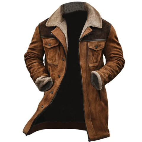 Veste Daim Premium Lencensa - Vintage Polaire Agneau Multi-Poches - Qualité Exceptionnelle