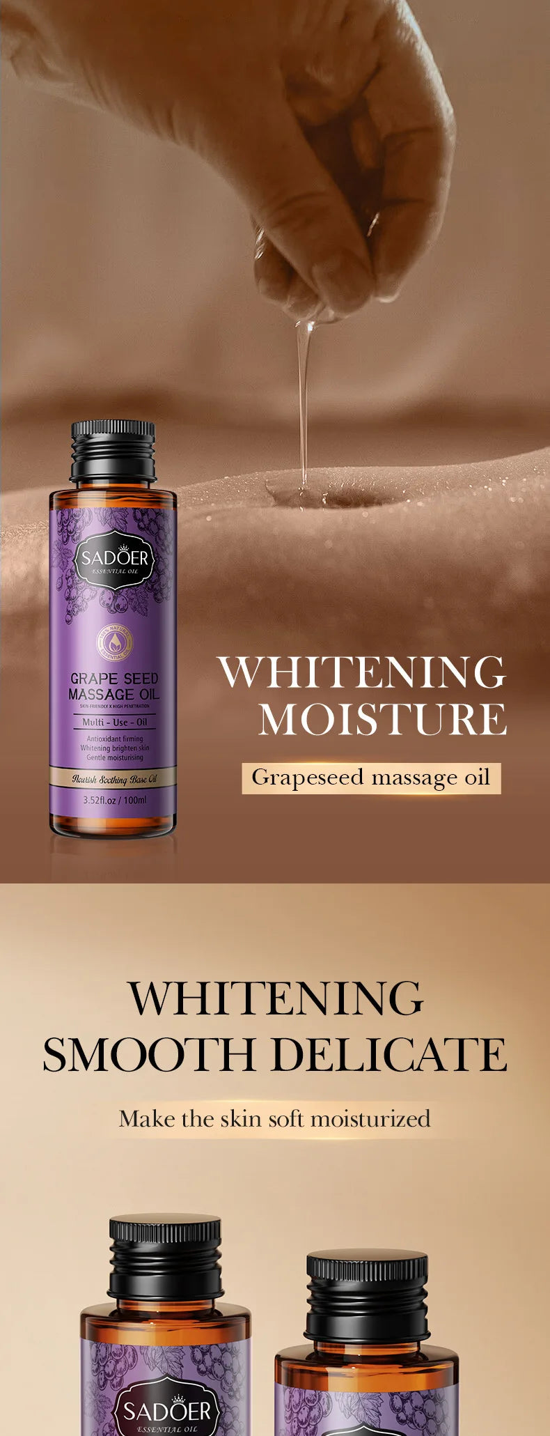 Huile d'Amande 100ml - Massage Corps Argan Olive Pure | Lencensa - Lencensa 