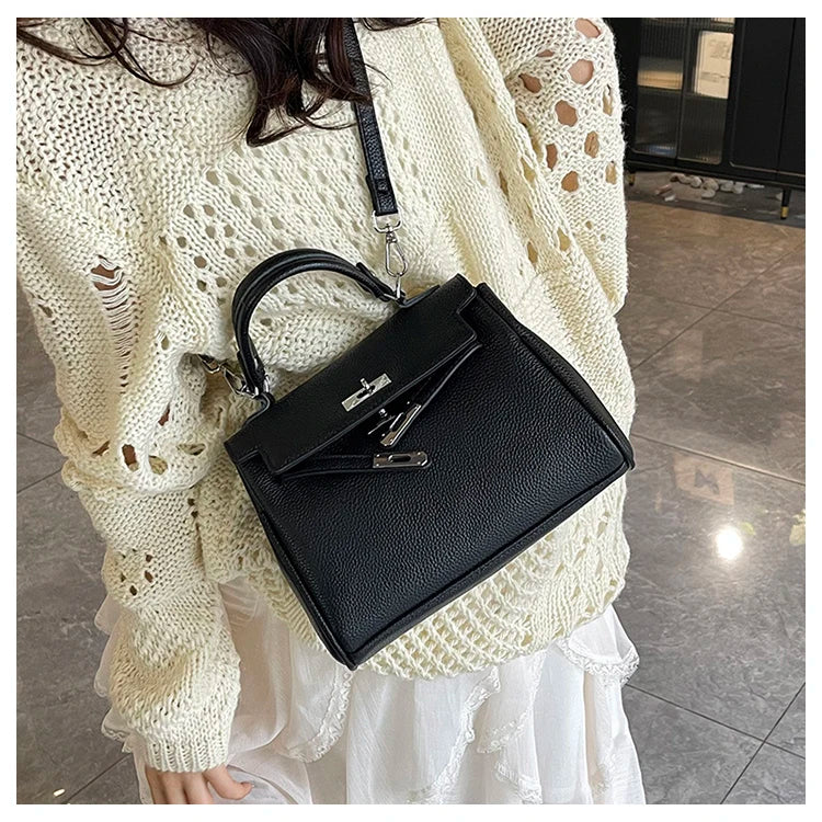 Sac messager en cuir classique pour femmes, sac à bandoulière, fourre-tout de marque de luxe, célèbre styliste populaire élégant - Lencensa 