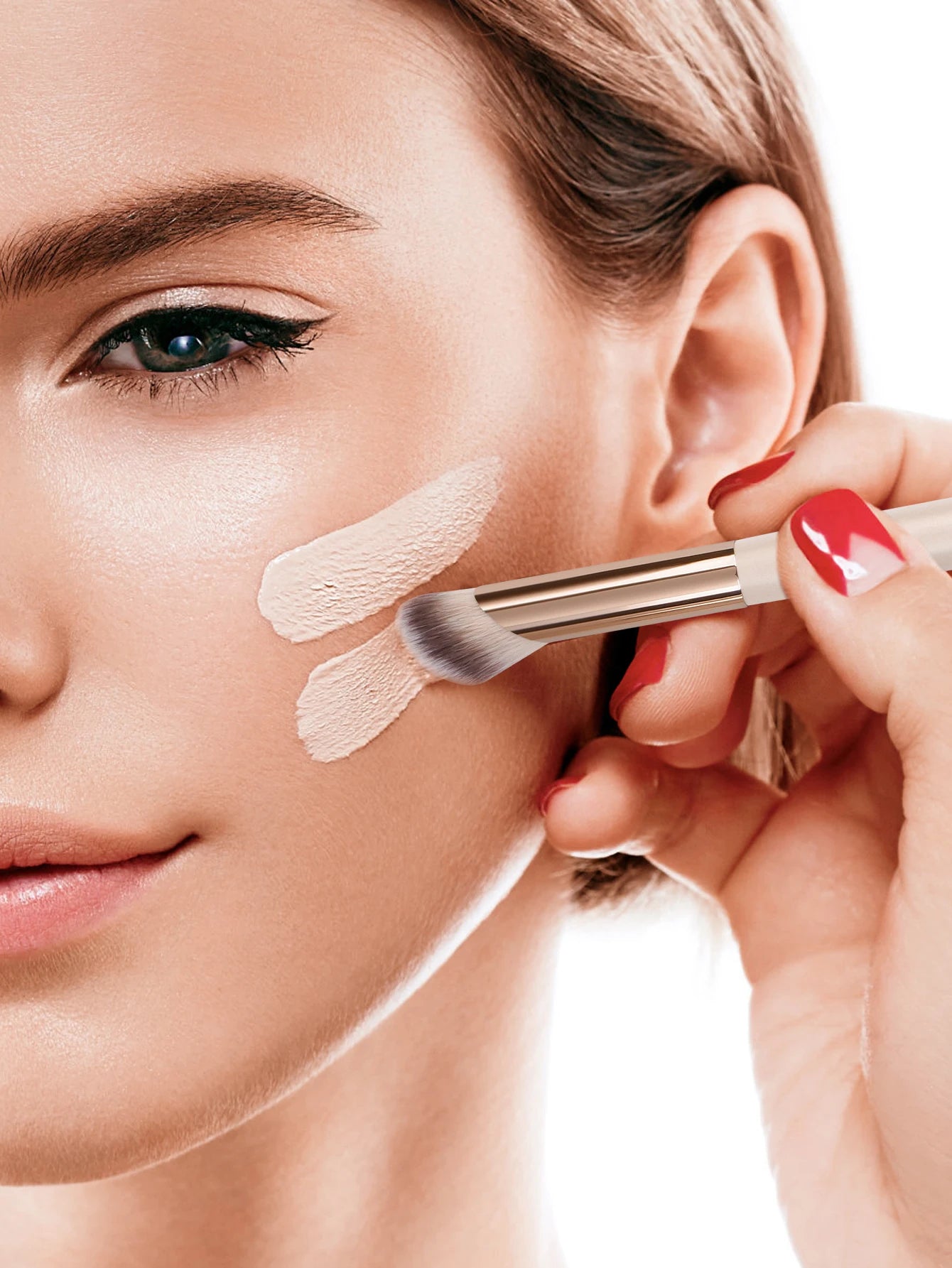MAANGE 5 pièces pinceaux de maquillage poudre fard à joues brosse fond de teint pinceau de maquillage pinceau de Contour Portable pour voyage cadeau de saint valentin