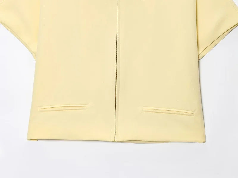 Veste Courte Premium Lencensa Femme - Blazer Été Haute Qualité Manches Courtes