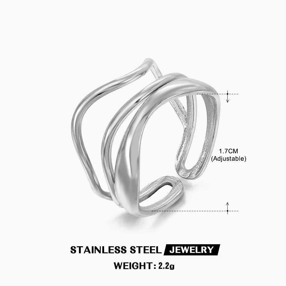 Bague en forme de cœur en acier inoxydable pour femmes, couleur or, anneau creux en métal, Bijoux étanches, cadeau pour petite amie