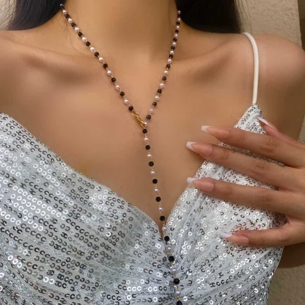 Collier Long en forme de Y en verre, couleur or argent, chaîne de clavicule en métal, fête de vacances d'été, bijoux de corps bohème, cadeaux