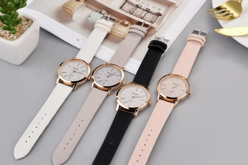 Montre-bracelet en cuir à quartz pour femme, montres pour femme, marque de luxe, mode féminine