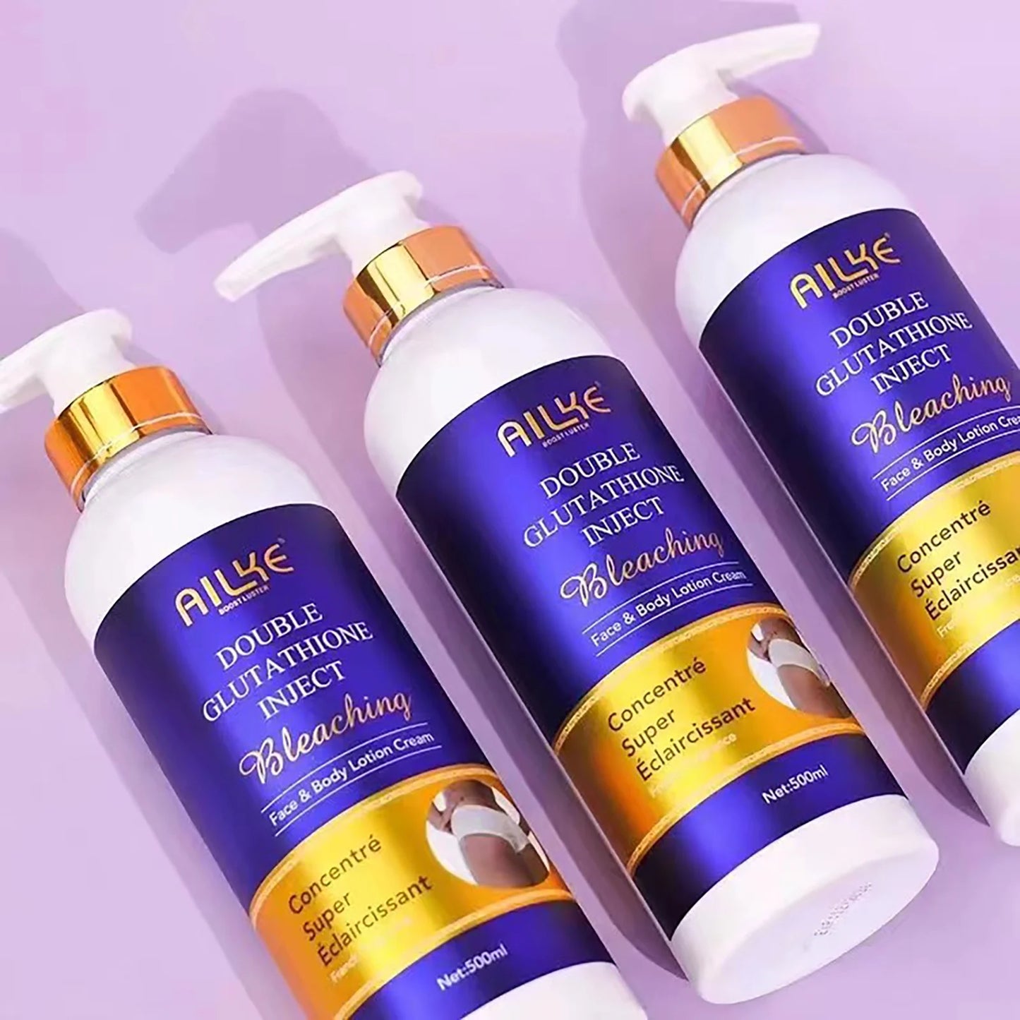 AILKE – ensemble de soins pour la peau blanchissant, éclaircissant, avec double glutathion, réduit les taches noires, foncées et blanches, pour tous les Types de peau