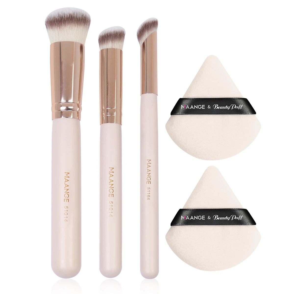 Maange-Ensemble de pinceaux de maquillage triangulaires, houppette à poudre, correcteur, fard à barrage, pinceau de maquillage, mélange cosmétique, outils de beauté, 3 pièces, 2 pièces - Lencensa 