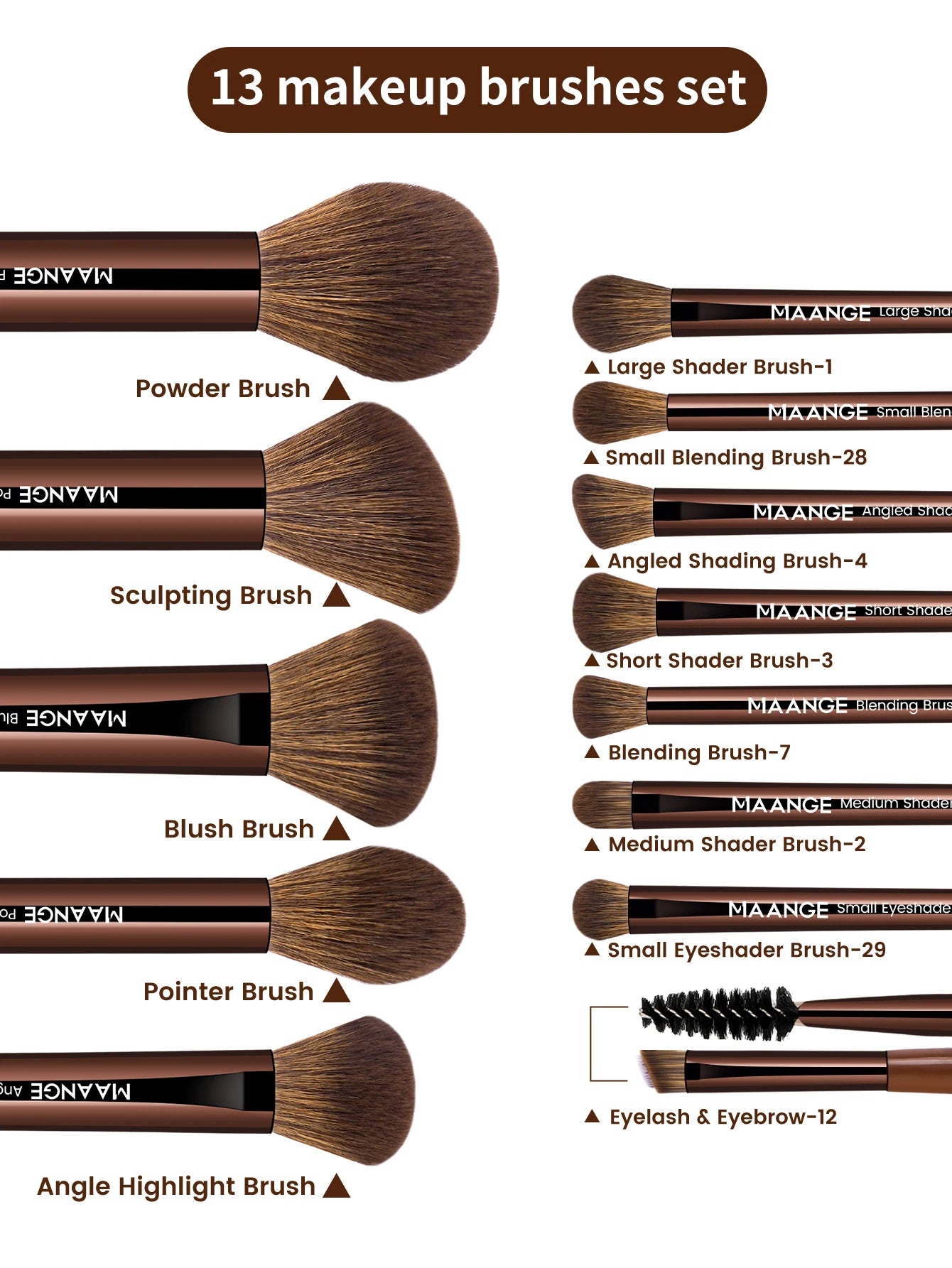 MAANGE 15 pièces outil de maquillage 13 pièces pinceaux de maquillage ensemble fond de teint poudre Blush fard à paupières brosse 2 pièces coussin d'air bouffée beauté mélange