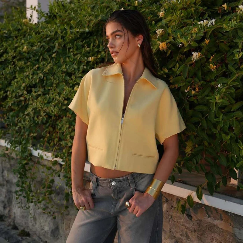 Veste Courte Premium Lencensa Femme - Blazer Été Haute Qualité Manches Courtes