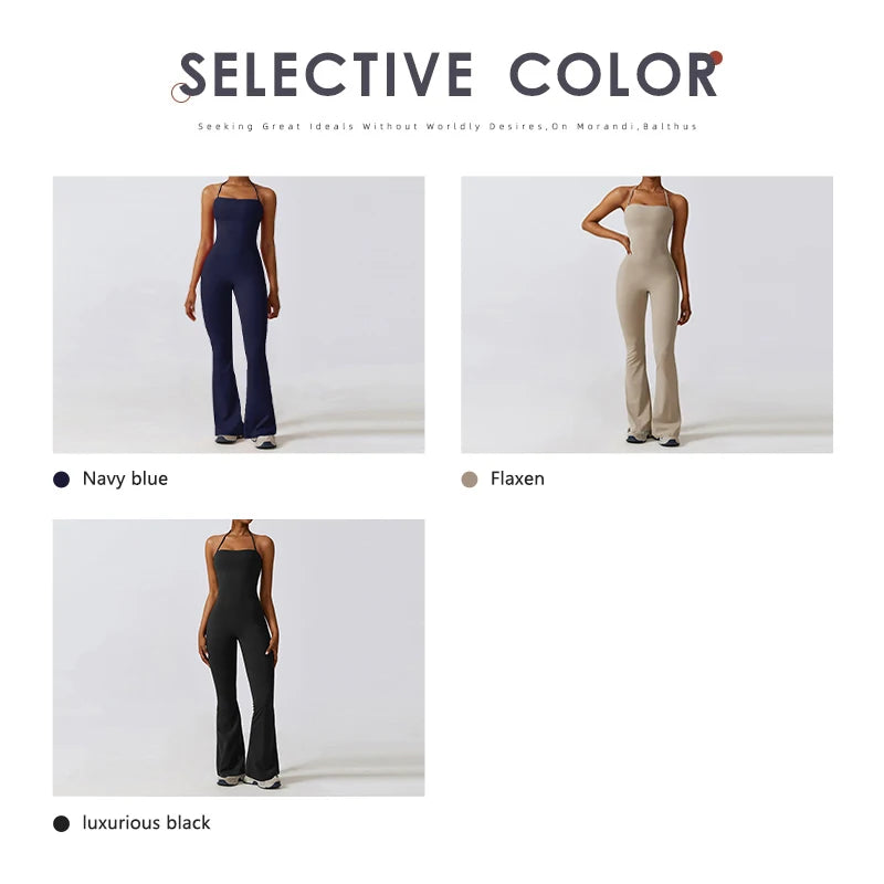 Combinaison Yoga Femme - Évasé Dos Nu Sans Manches - Lencensa 