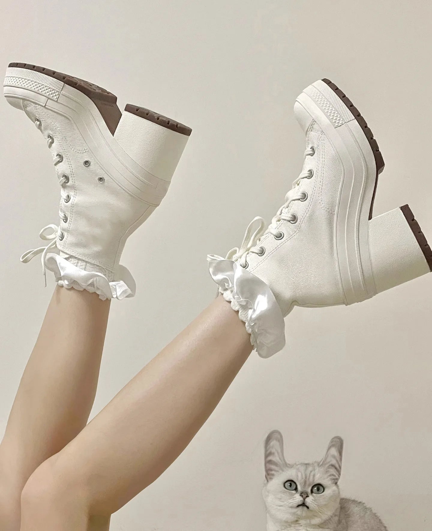 Lencensa - Baskets Plateforme Femme Premium | Sneakers Toile Haute de Qualité Supérieure