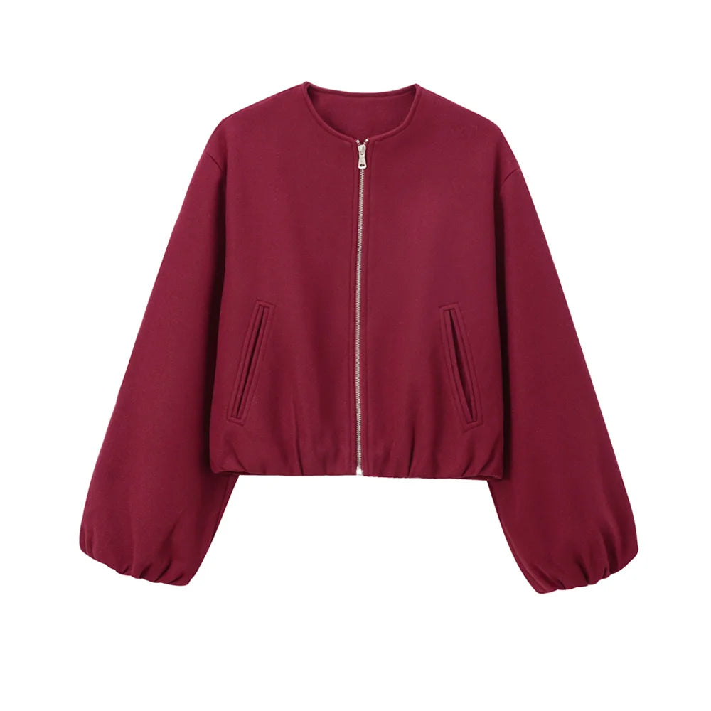 Veste Bombardier Femme Surdimensionnée - Manteau Zippé Tendance