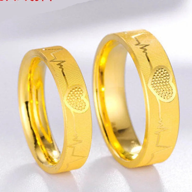 Bague Couple Or 24K Cœur - Sculpture CNC Boucle Fermée Premium