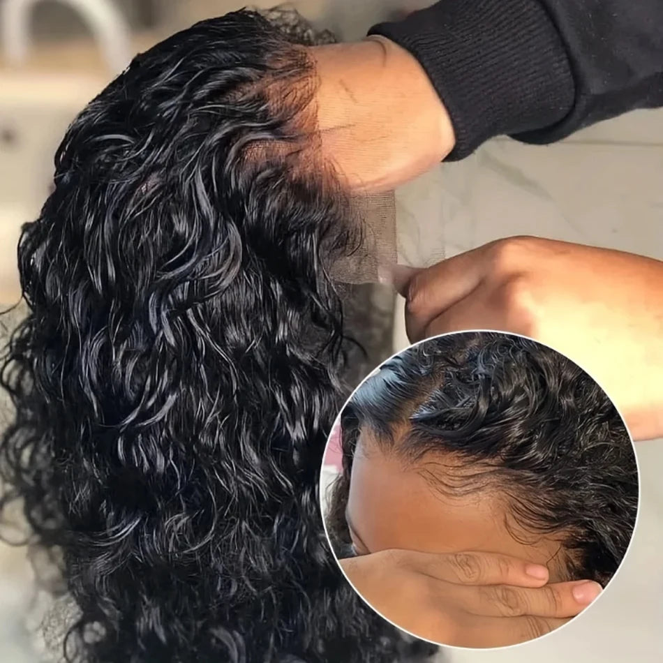 Perruque 8 à 16 pouces vague d'eau Bob perruques cheveux humains porter et Go sans colle 13X4 HD dentelle transparente brésilienne profonde bouclée Bob perruques