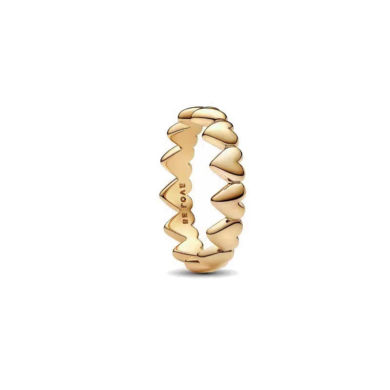 Miniso 925 originaux argent 18K plaqué or princesse voiture coeur Mickey Minnie bague de mariage ensemble pour femme Tiki bijoux cadeau de fête