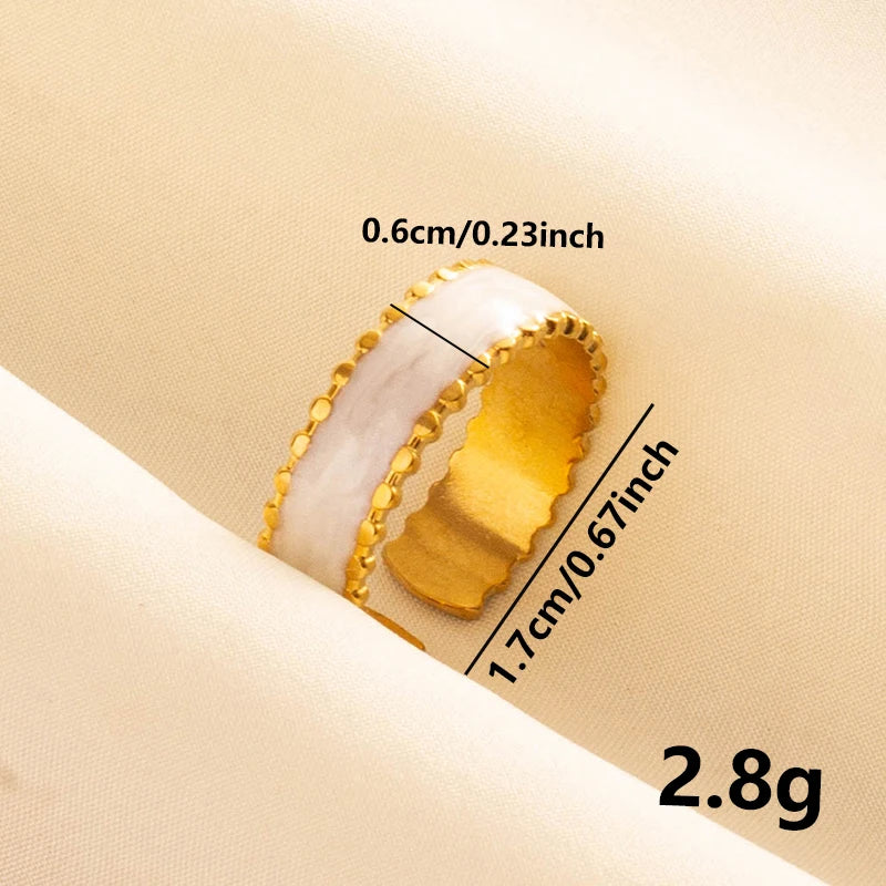 Bague en Acier Inoxydable Plaqué Or group pour Femme et Homme, Bijoux d'Anniversaire, Huile de Goutte à Goutte Blanche, Étoile, Cœur, Œil, Ouvert, Réglable, Vintage