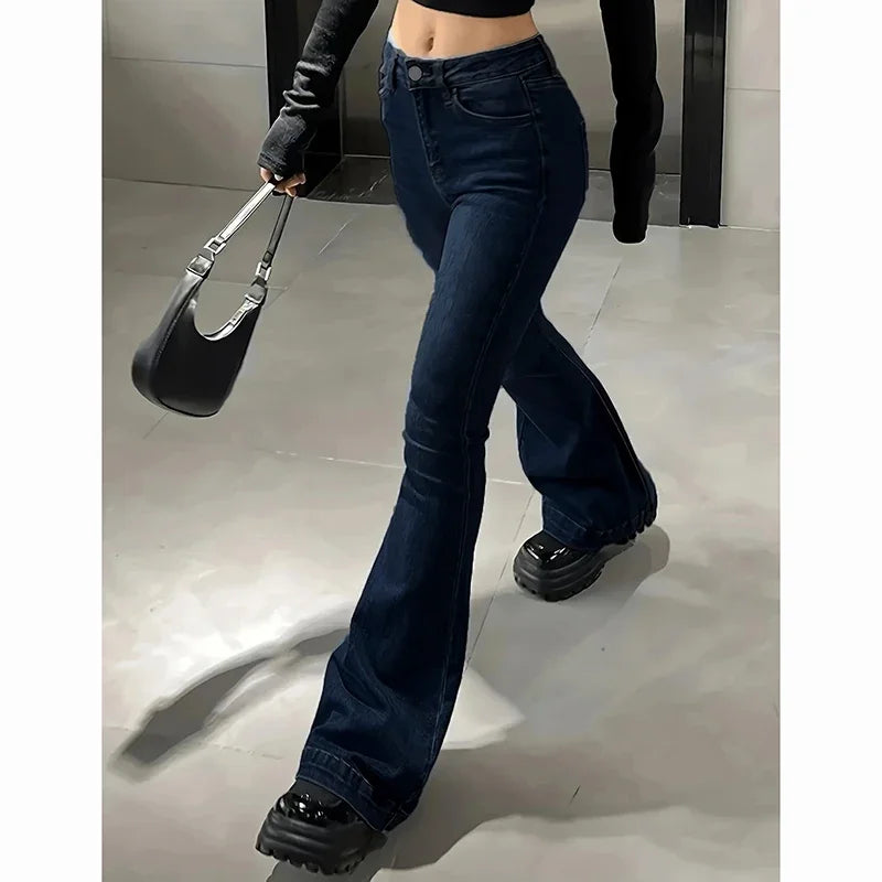 Jean Évasé Premium Femme Taille Haute - Denim Stretch Haute Qualité Bootcut