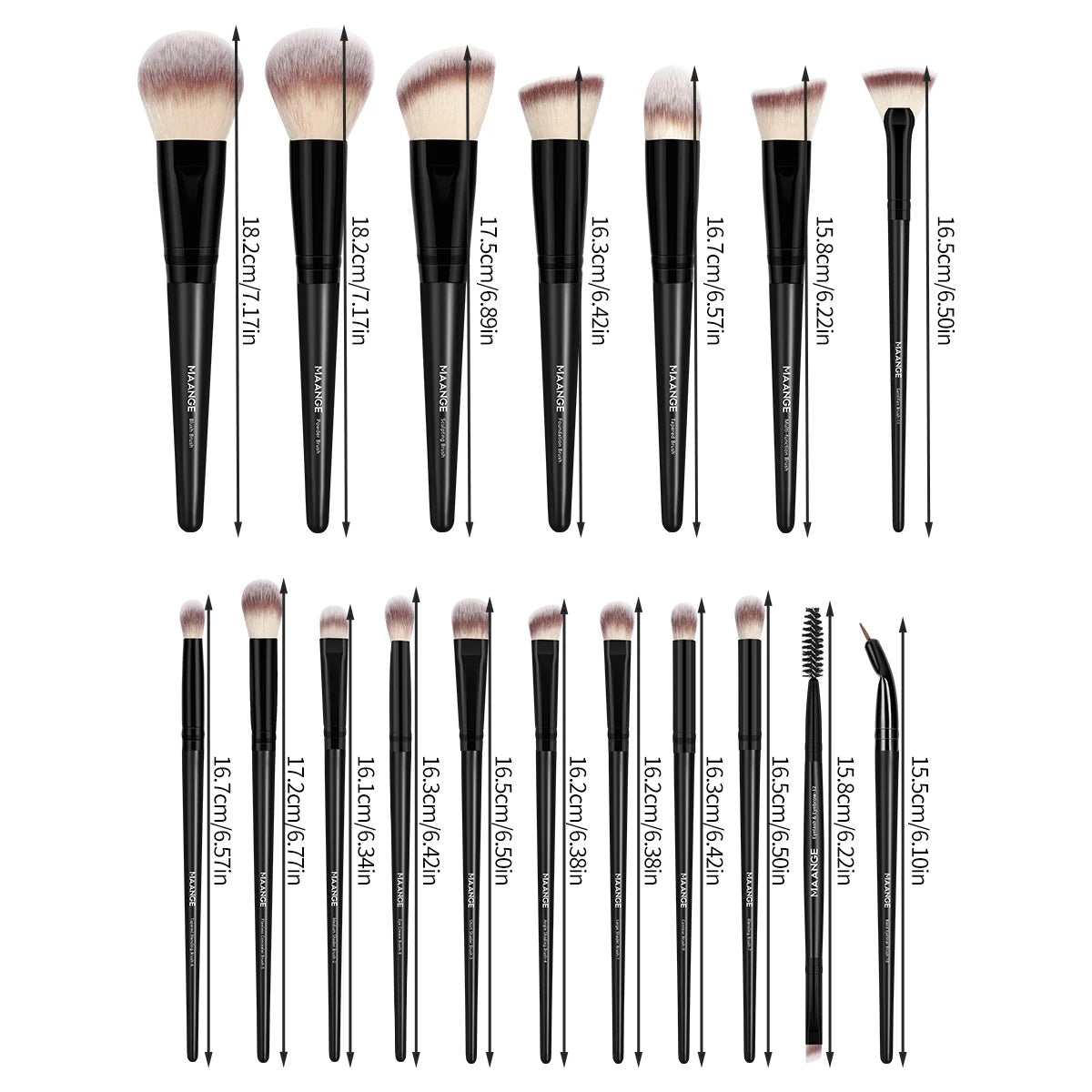MAANGE ensemble de pinceaux de maquillage professionnel 18 pièces Premium fond de teint synthétique poudre correcteurs fards à paupières pinceaux de maquillage avec sac - Lencensa 