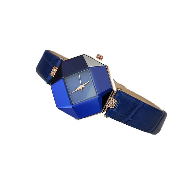 Créatif Design décontracté femmes Montre bracelet en cuir bleu Montre multicolore analogique Quartz montres dames Reloj Mujer Montre Femme