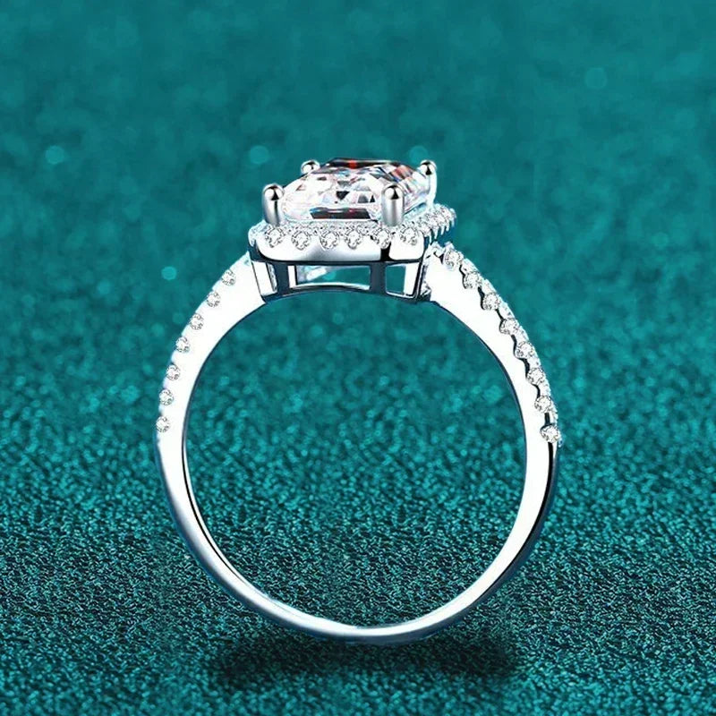 NeeTim – bague Moissanite 2 carats pour femmes, diamant taille émeraude rayonnante, argent Sterling 925 avec bracelet de mariée plaqué or 18 carats
