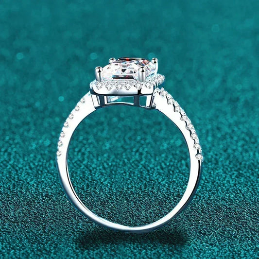 NeeTim – bague Moissanite 2 carats pour femmes, diamant taille émeraude rayonnante, argent Sterling 925 avec bracelet de mariée plaqué or 18 carats
