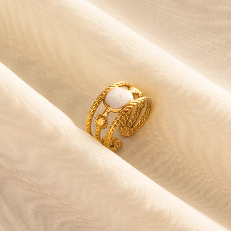 Bague en Acier Inoxydable Plaqué Or group pour Femme et Homme, Bijoux d'Anniversaire, Huile de Goutte à Goutte Blanche, Étoile, Cœur, Œil, Ouvert, Réglable, Vintage