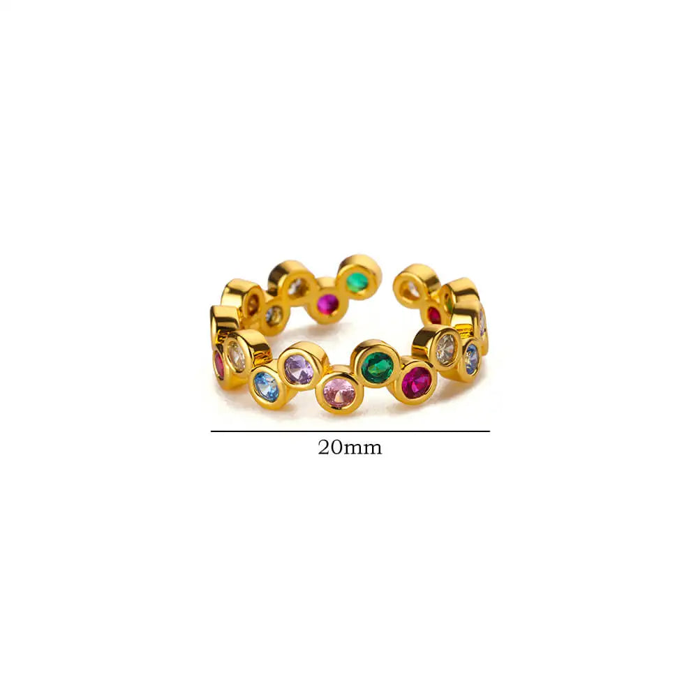 Bague Zircon Dorée Acier Inoxydable - Style Y2K Tendance 2025