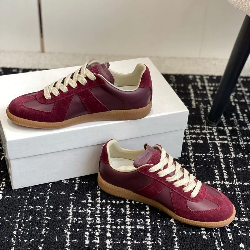 Baskets Femme en Cuir Véritable - Chaussures Décontractées Printemps 2025