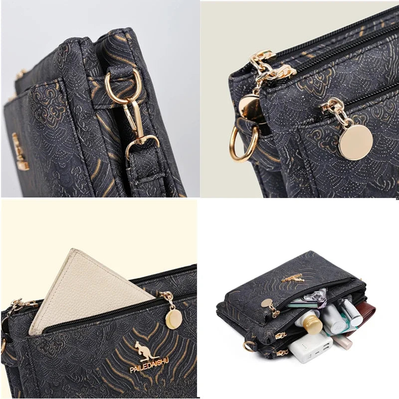 Sac à Main en Cuir de Luxe pour Femme, Sacoche de Marque Authentique, de Styliste, à Bandoulière, Multicouche, 03 Utilisation